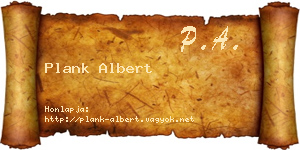 Plank Albert névjegykártya